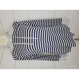 Eddie Bauer Large navy blue & grey stripe long sleeve tee shirt hoodie